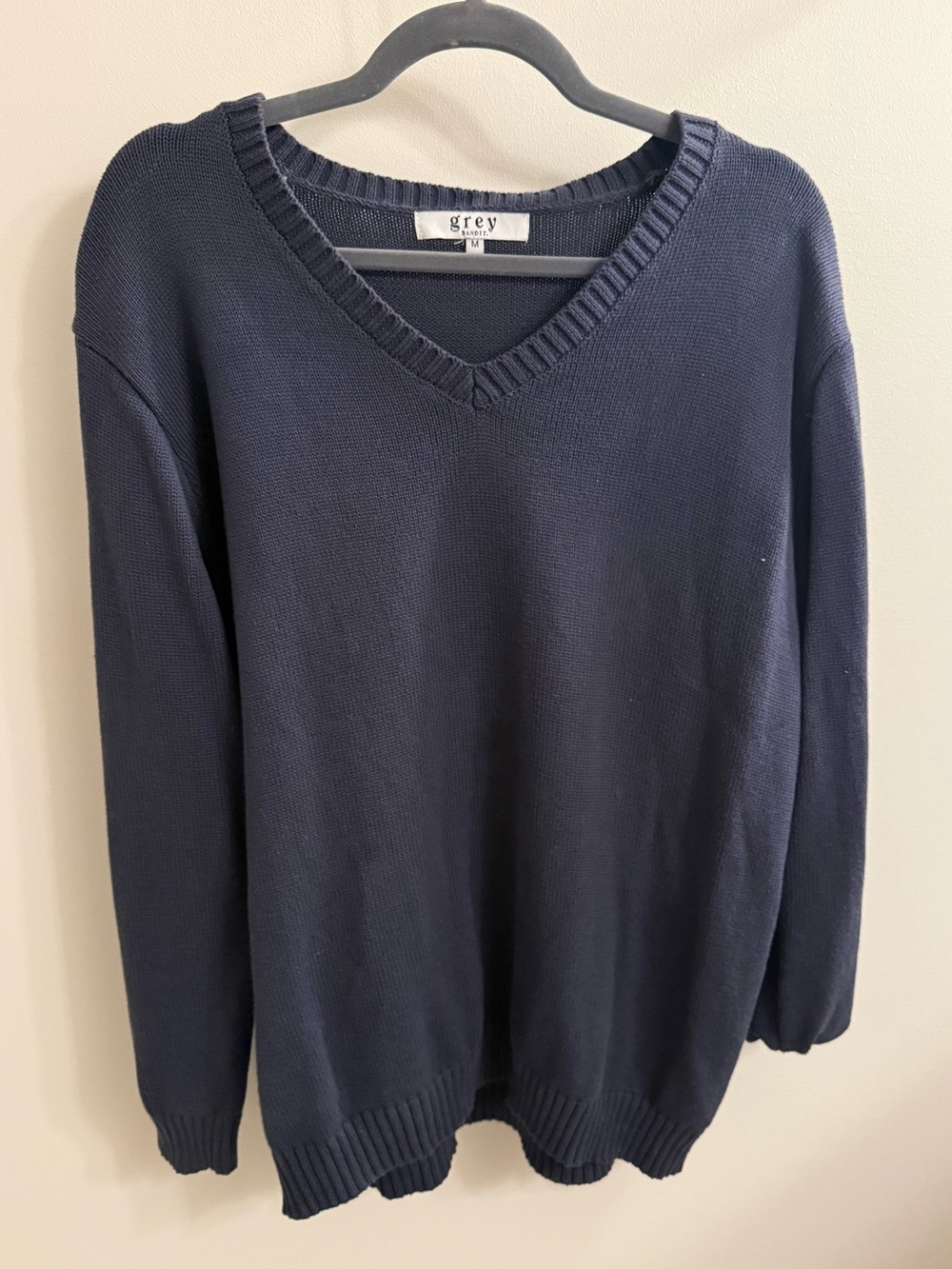 Grey Bandit Navy V-Neck Sweater
